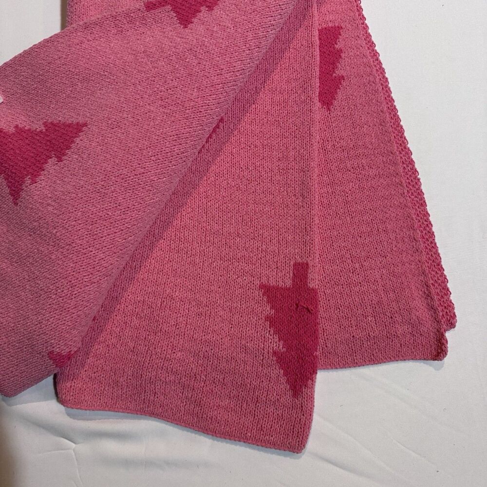 Oversized Decorative Throw Blanket , Pink Christmas Tree Patterned Size 50x70 - Picture 3 of 6
